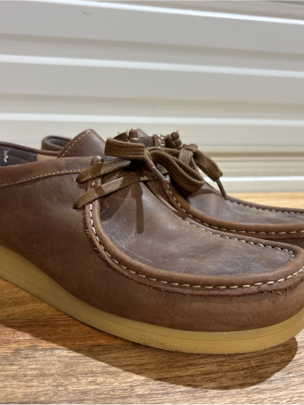 Clarks Stinson Low Leather Moccasins Mens Size 9 Brown Beeswax Shoes Chukka Boot